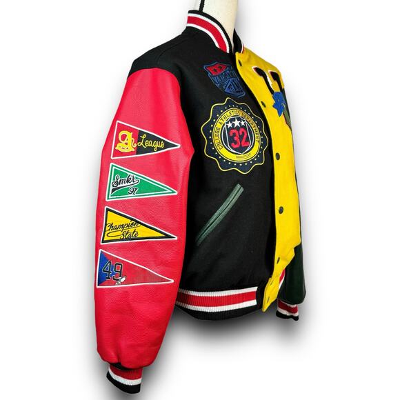 Smoke Rise All Star Varsity Bomber Color Block Jacket Streetwear Patches Size XS - Picture 2 of 8